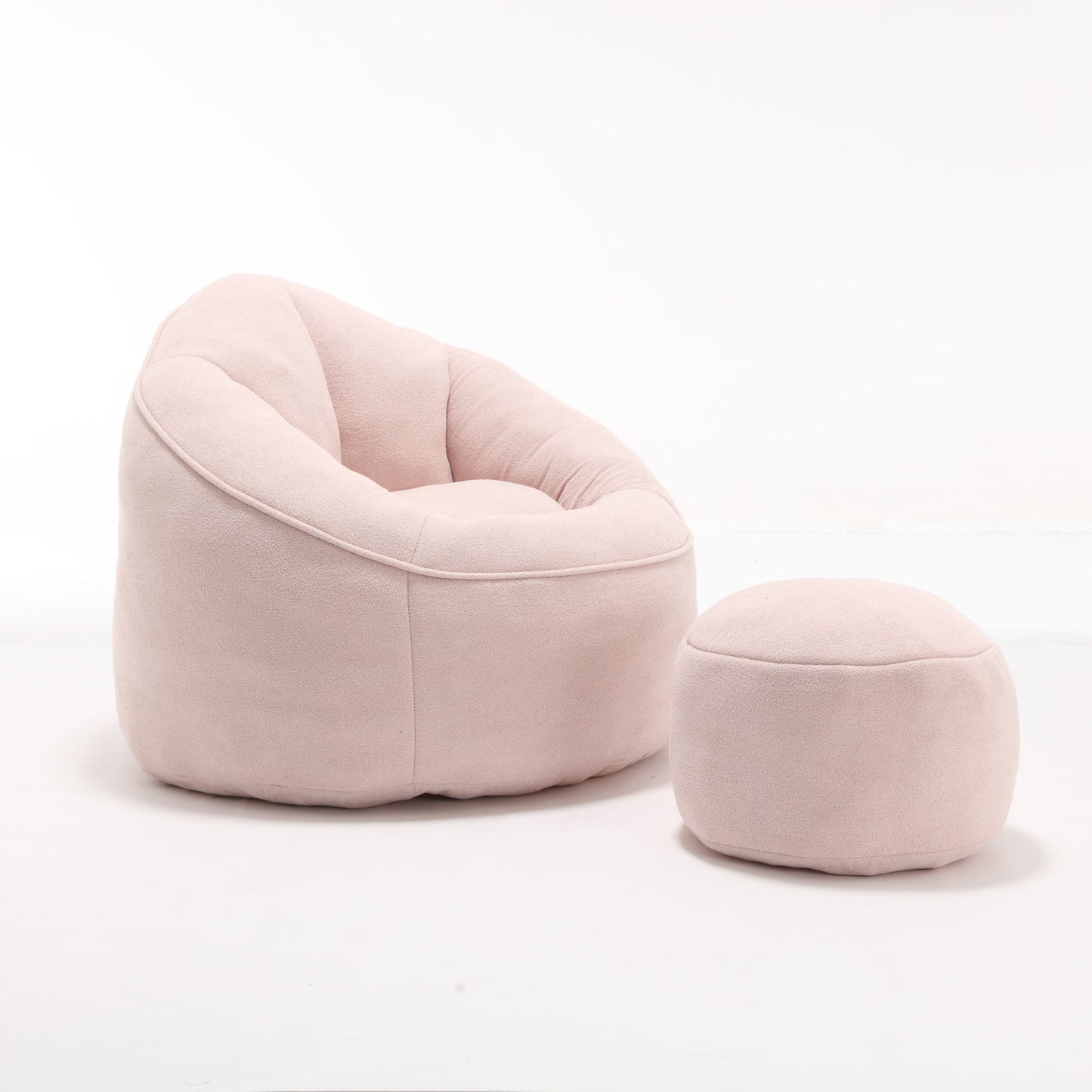 Bedding Bean Bag Sofa Chair High Pressure Foam Bean Bag Chair Adult Material With Padded Foam Padding Compressed Bean Bag With Footrest - Pink