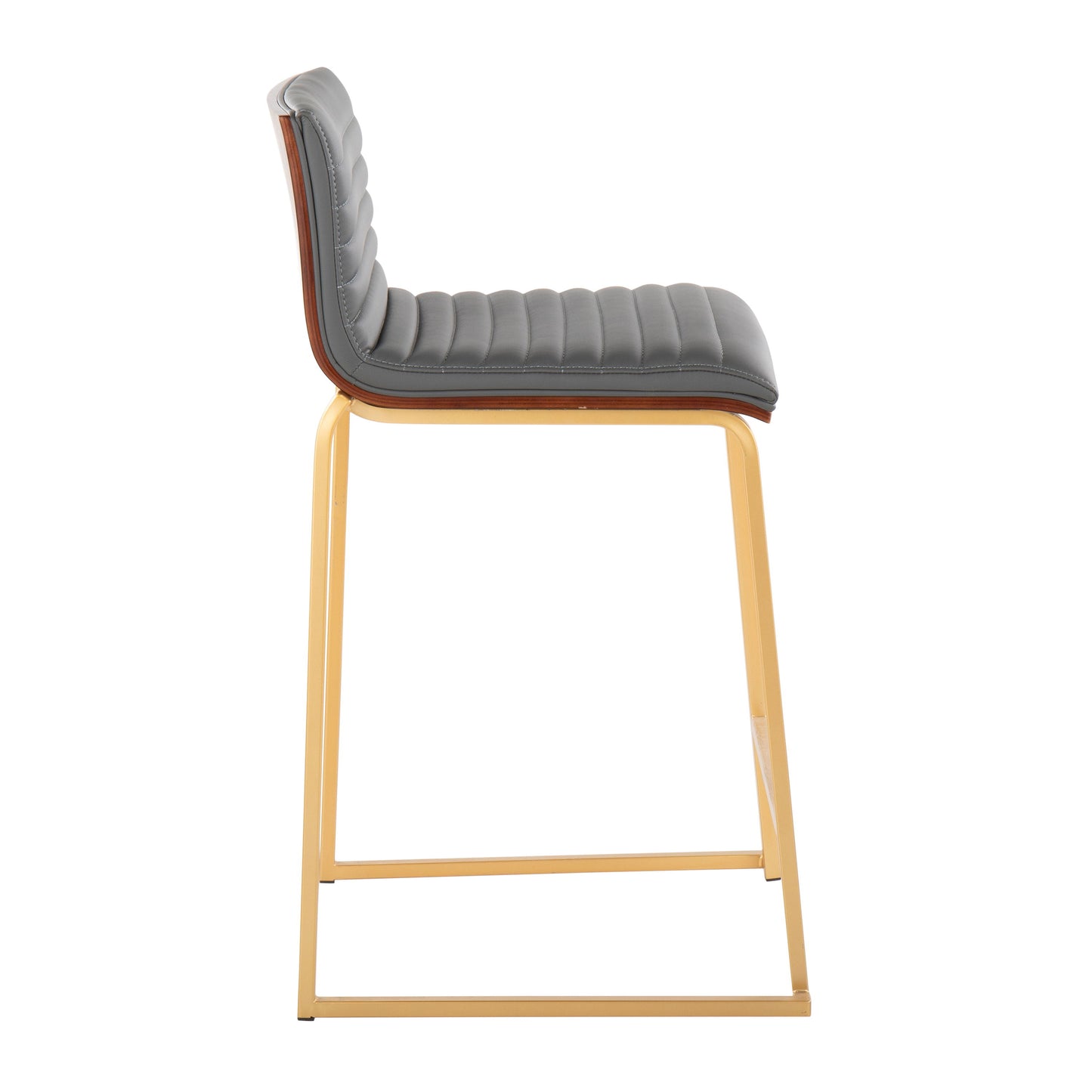 Mason Mara - Contemporary Fixed Height Counter Stool (Set of 2) - Gold / Walnut / Gray
