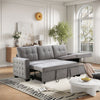 Reversible Sectional Storage Sleeper Sofa Bed, L-Shape 2 Seat Sectional Chaise With Storage, Skin-Feeling Velvet Fabric - Light Gray