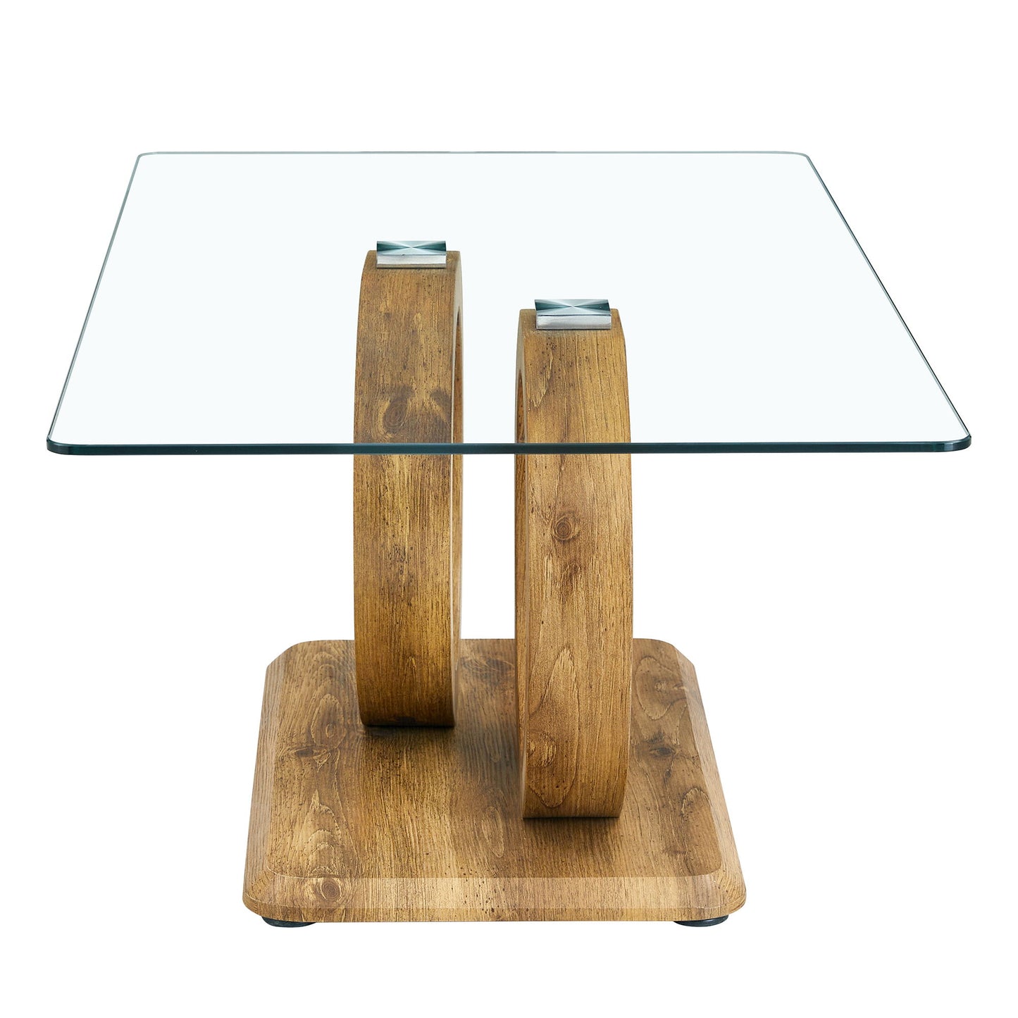 Modern Style Glass Top Coffee Table With Base Suitable For Living Rooms And Lounge Areas - Natural Wood