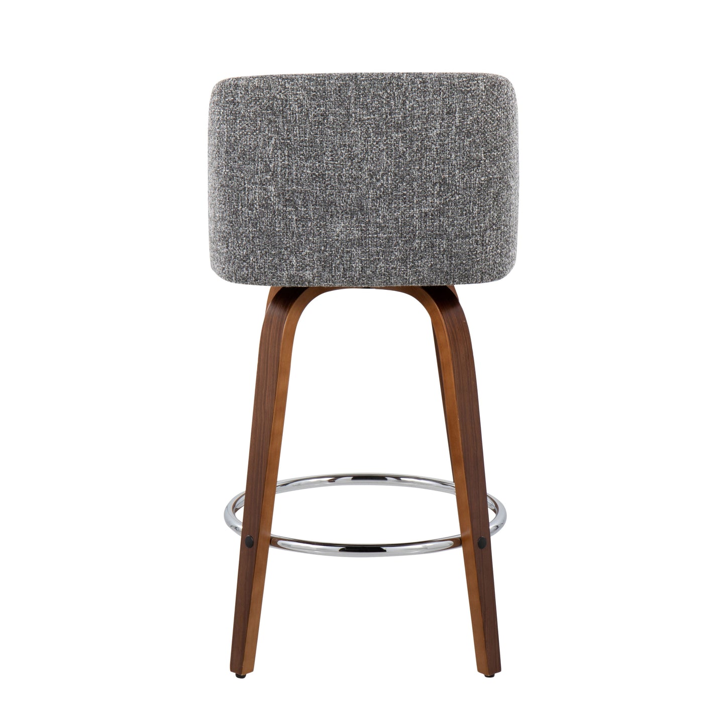 Toriano - Mid-Century Modern Fixed Height Counter Stool With Round Footrest (Set of 2) - Walnut / Gray