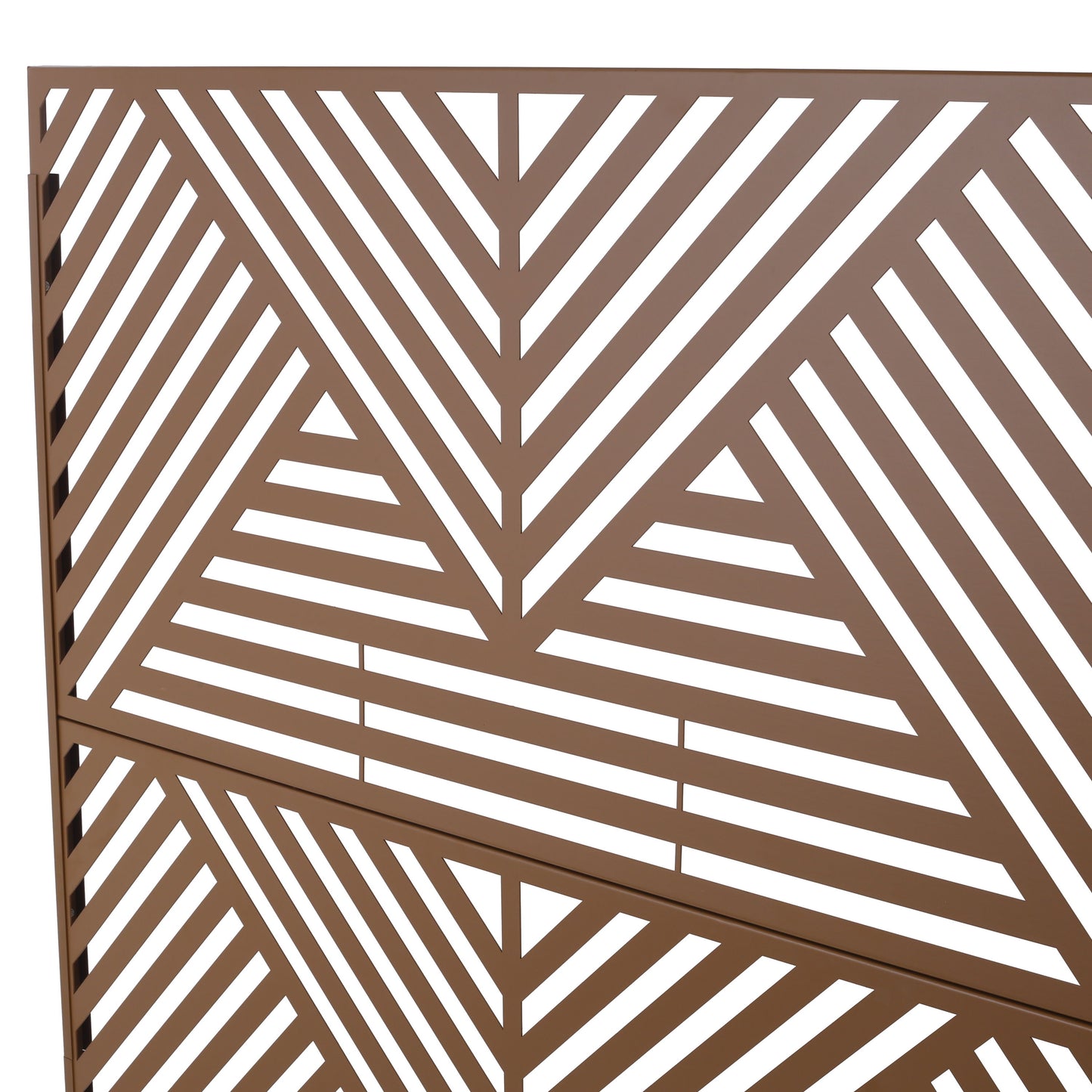 Freestanding Decorative Privacy Screen For Deck Balcony Patio, Metal Privacy Screen - Brown