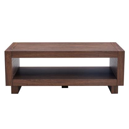 Modern Minimalist Rectangular Coffee Table Measuring Embodies The Simple Charm Of Mid Century Aesthetics, Adding A Touch Of Elegance To Your Living Room - Walnut