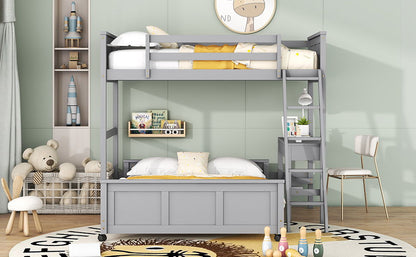 Twin Over Full Bunk Bed With Desk - Gray