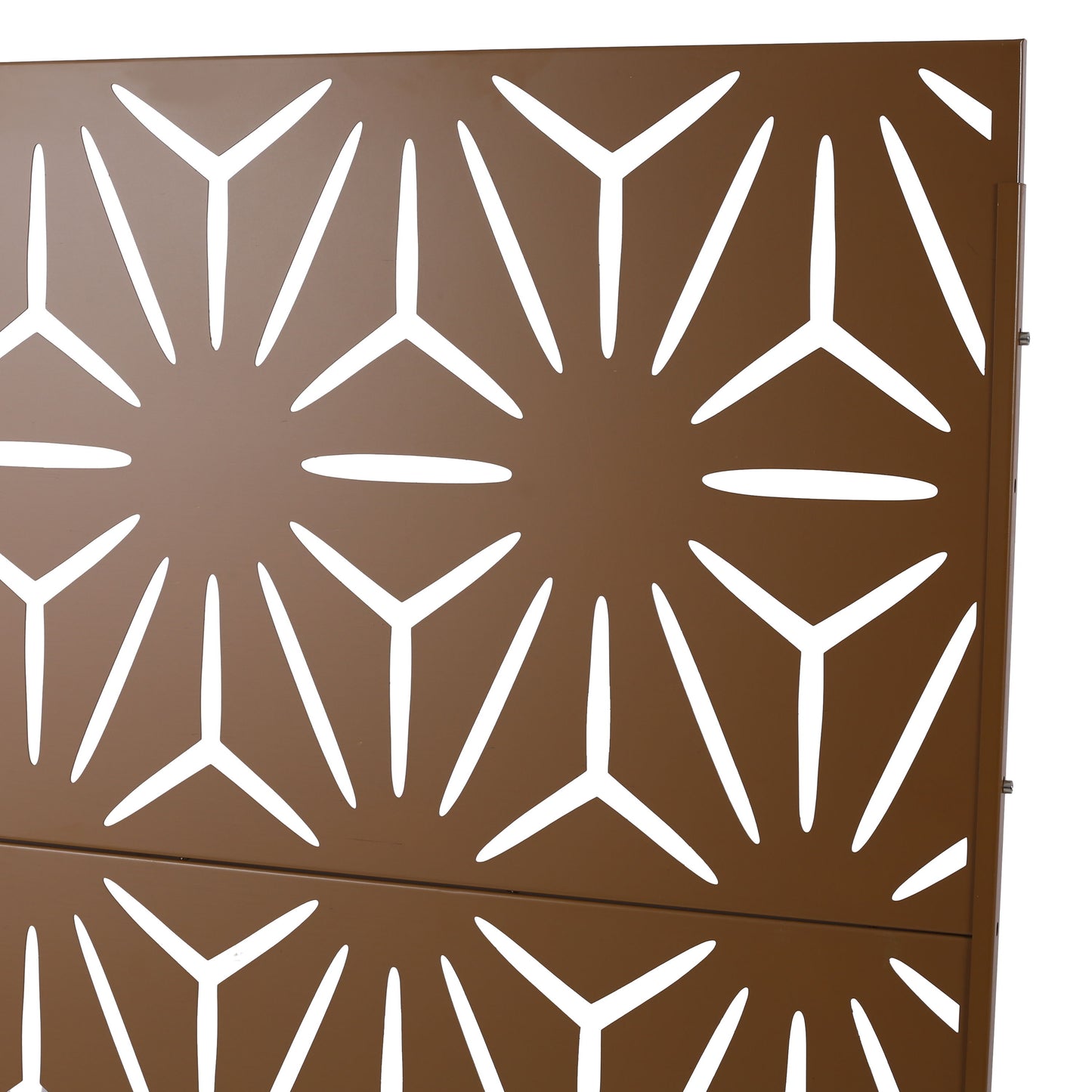 Freestanding Decorative Metal Privacy Screen For Deck Balcony Patio - Brown, Steel, 76" H X 48" W