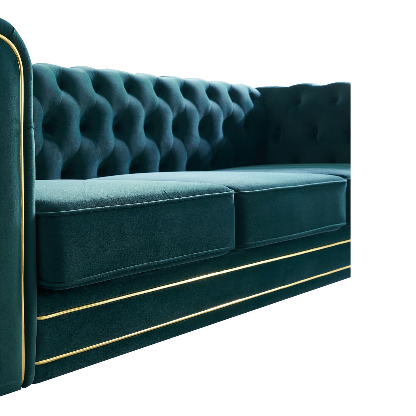 Chesterfield - Velvet Sofa 84.65" For Living Room - Green