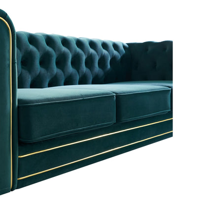 Chesterfield - Velvet Sofa 84.65" For Living Room - Green