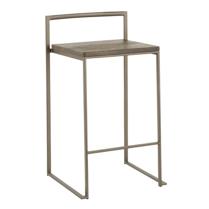 Fuji - Industrial Stackable Counter Stool (Set of 3) - Espresso