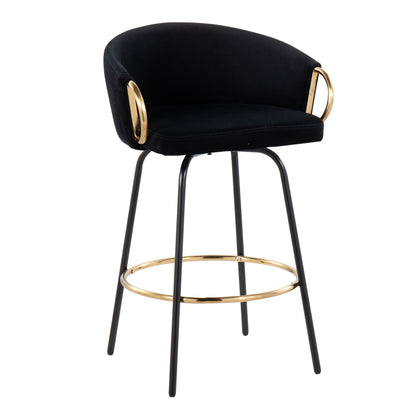 Claire - Contemporary / Glam Counter Stool (Set of 2) - Black / Gold