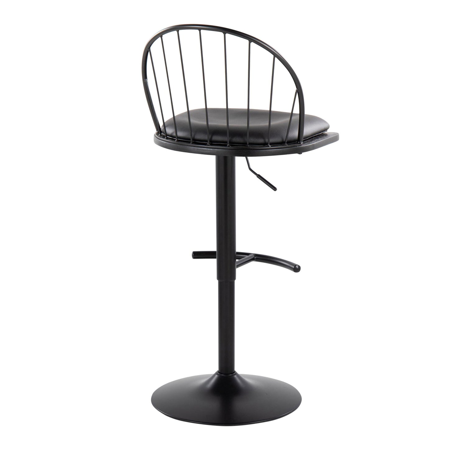 Riley - Farmhouse Adjustable Height Barstool With Swivel With Rounded T Footrest (Set of 2) - Black
