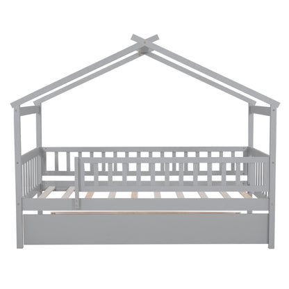 Twin Size House Bed & Twin Size Trundle - Gray
