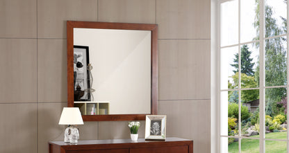 Modern Design Transitional Wall Mirror - Cherry