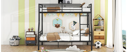Full Long Over Queen Metal Bunk Bed - Black