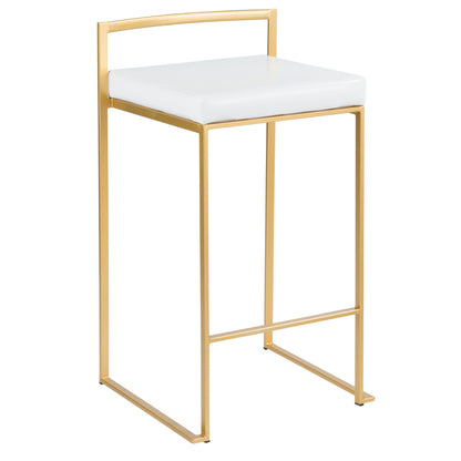 Fuji - Contemporary Counter Stool (Set of 3) - Gold / White