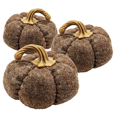 Pumpkin Ornament Decor For Holiday Harvest Festival Fall Festival & Thanksgiving (Set of 3) - Brown