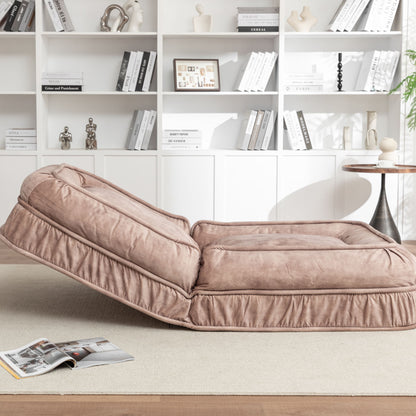 Upholstered Human Dog Bed And Pets - Bean Bag Floor Sofa With Massage Pillow, 5 Adjustable Positions & 2 Soft Pillows, Velvet With Foam And Iron Plastic Frame - Brown