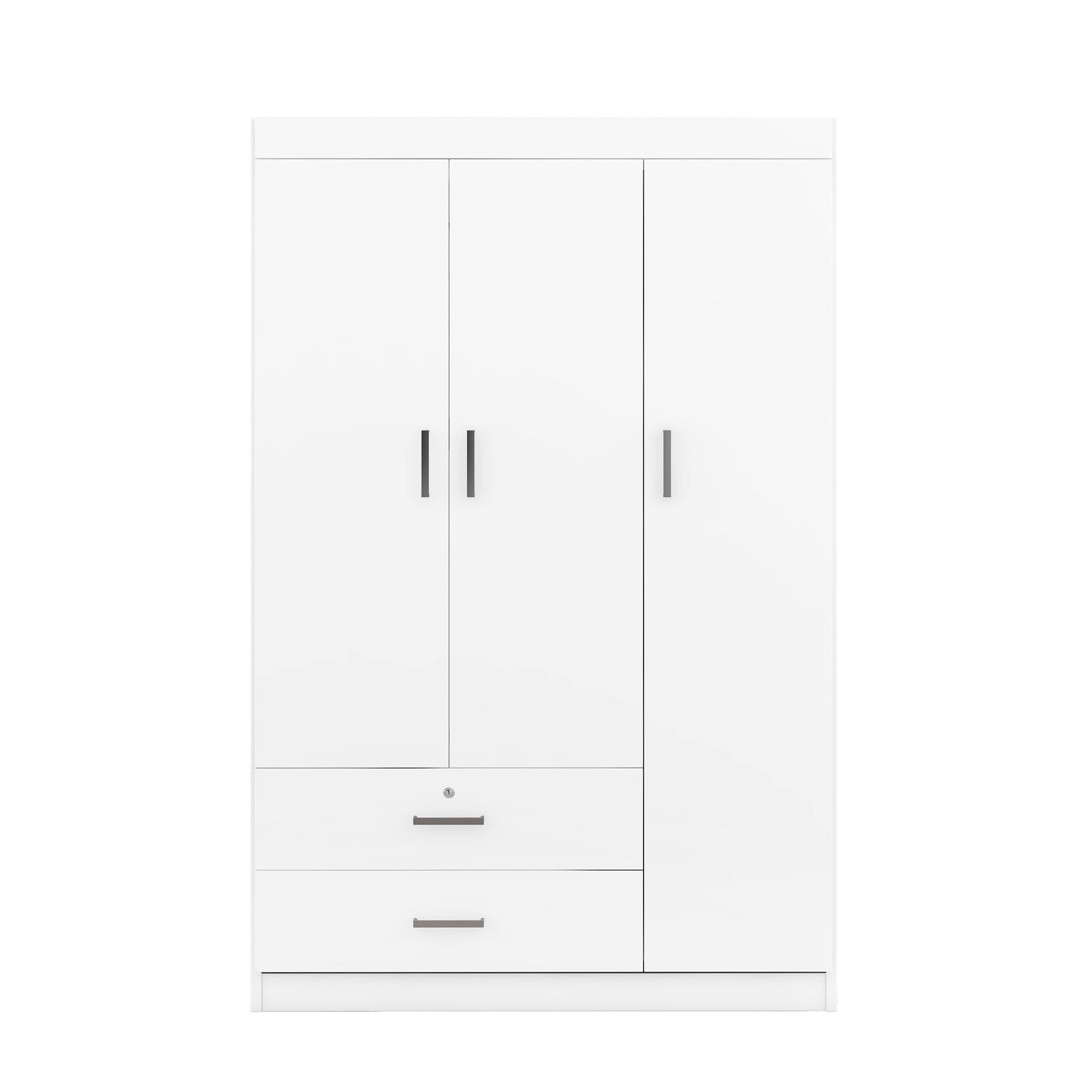 3 Door Wardrobe With 2 Drawers - White