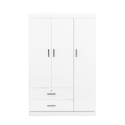 3 Door Wardrobe With 2 Drawers - White