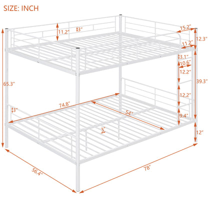 Full Over Full Metal Bunk Bed - White