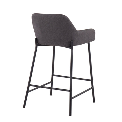 Daniella - Industrial Fixed Height Counter Stool (Set of 2) - Black / Charcoal