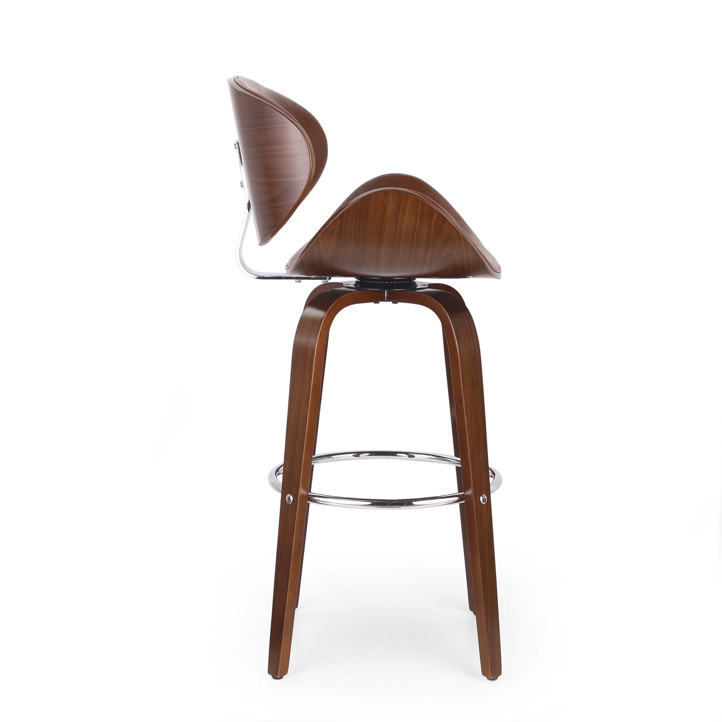 Lumos - Mid Century Modern Upholstered Swivel Barstool - Walnut / Brown