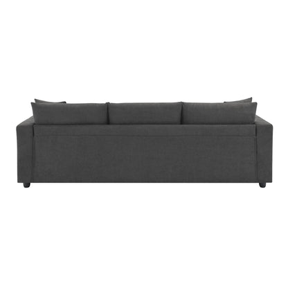 Modern Sectional Sofa, L-Shaped Couch Set With 2 Free Pillows, 4 Seat Polyester Fabric Couch Set With Convertible Ottoman - Dawn Gray