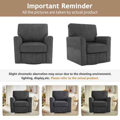 360 Degree Swivel Chair Accent Barrel Armchair With Side Pockets, Compact Design For Living Room, Bedroom, Office - Gray