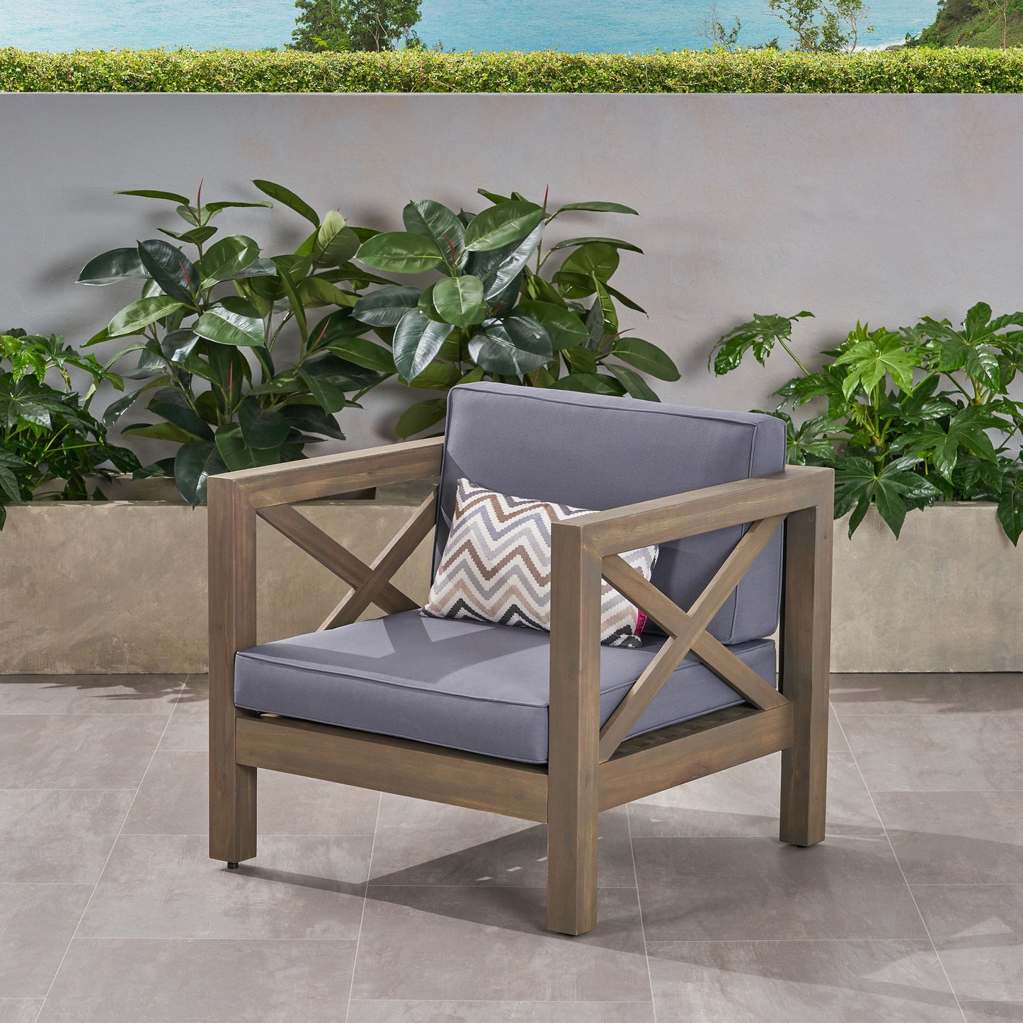 Brava - Modern Club Chair With Water Resistant Cushions - Gray