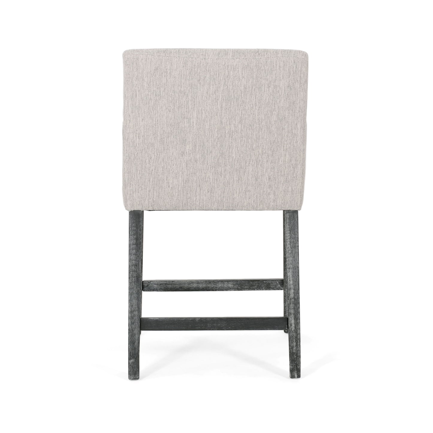 Charmed Upholstered Counter Stool With H Frame Base And Round Arms - Light Gray
