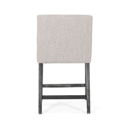 Charmed Upholstered Counter Stool With H Frame Base And Round Arms - Light Gray