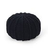 Bordeaux - Knitted Cotton Round Pouf Ottoman And Floor Cushion - Dark Blue