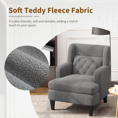 Upholstered Accent Chair Tufted Armchair For Living Room - Dark Gray