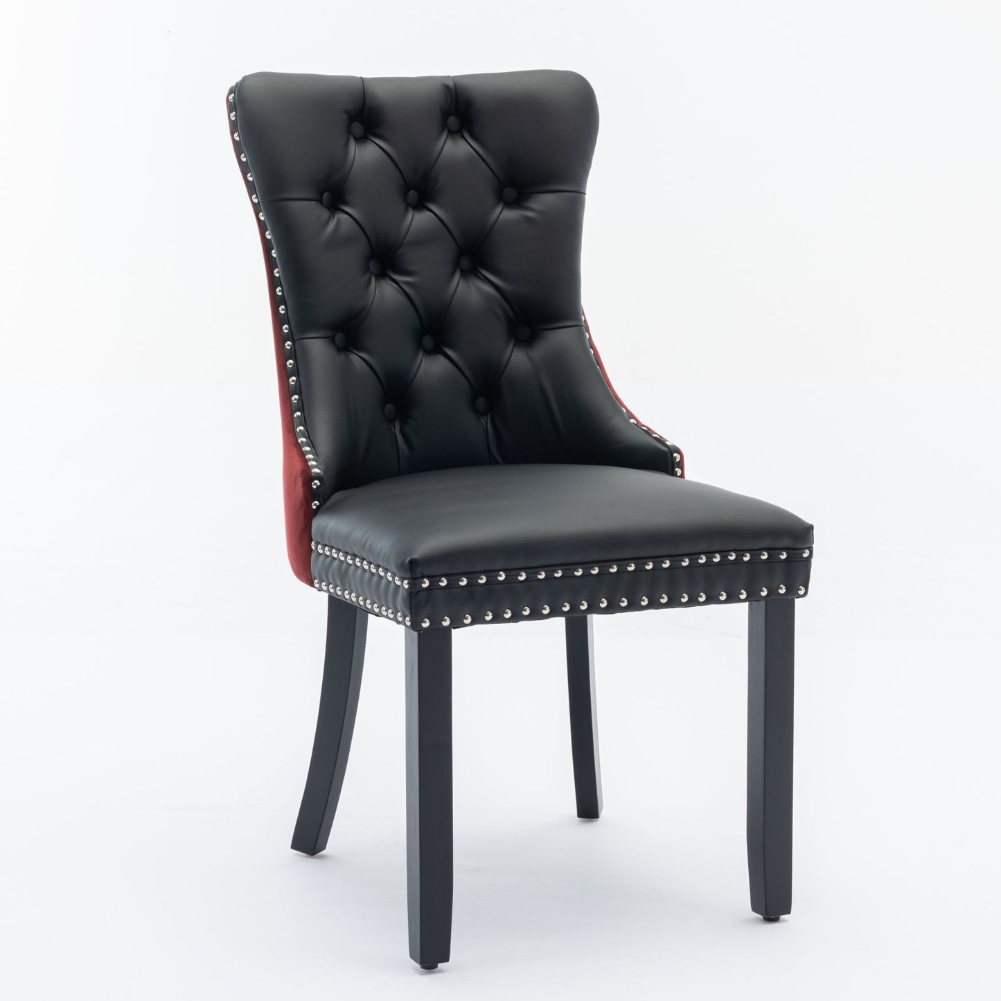 Nikki - Modern, High-End Tufted Solid Wood Contemporary And Velvet Upholstered Dining Chair With Wood Legs Nailhead Trim (Set of 2) - Black / Winered / Burgundy