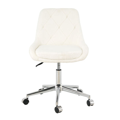 Modern Teddy Fleece Fabric Dining Chair With Chrome Legs, Soft And Comfortable - Beige