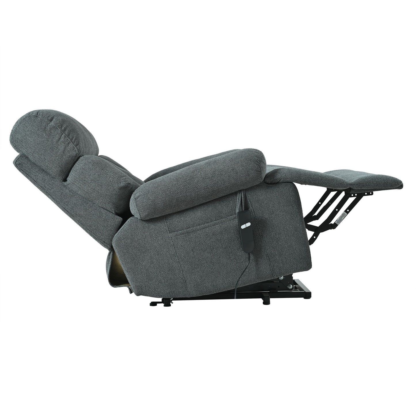 Oversized Power Lift Recliner Chair, Electric Fabric Recliner Chair, Home Theater Seating, Reclining Sofa Chair With Remote Control, Side Pocket, Spacious Seat - Dark Gray