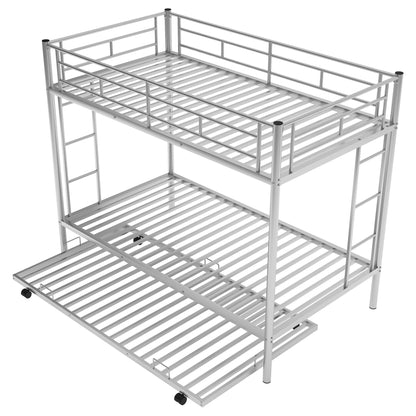 Twin Over Twin Bunk Bed With Trundle - Silver