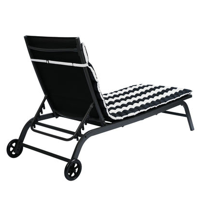 Outdoor Lounge Chairs (Set of 2), Cushion Replacement Patio Funiture Seat Cushion Chaise Lounge Cushion - Black / White