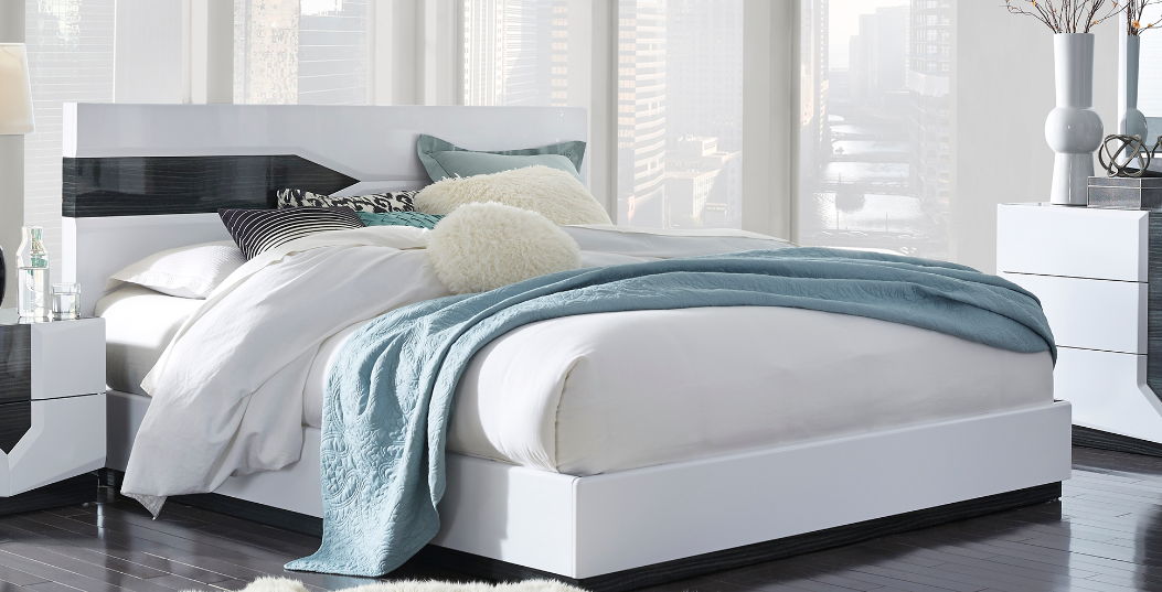 Vios - Queen Zebra Bed - White