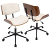 Lombardi - Mid-Century Modern Adjustable Office Chair With Swivel - Walnut / Cream