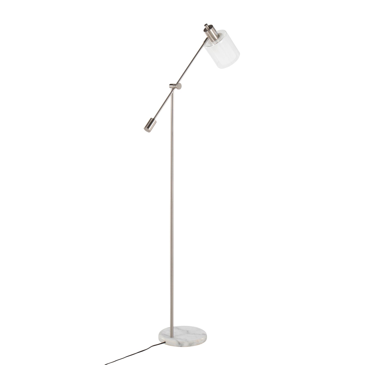 Marcel - Contemporary / Glam Floor Lamp - Nickel / Clear / Frosted