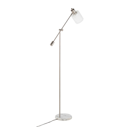 Marcel - Contemporary / Glam Floor Lamp - Nickel / Clear / Frosted