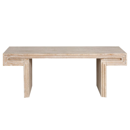 American Vintage Industrial Coffee Table, Premium Reclaimed Wood Texture, Double Tier Design - Antique Natural