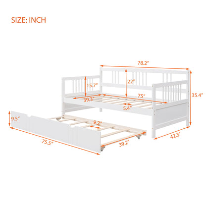 Twin Size DayBed With Twin Size Trundle - White