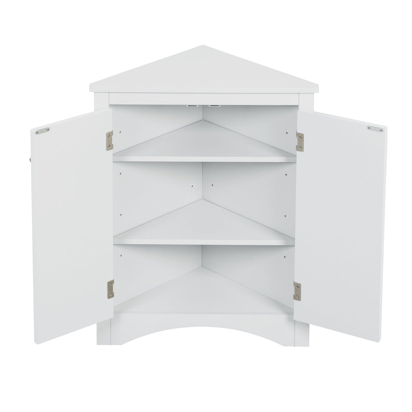 Triangle Bathroom Storage Cabinet With Adjustable Shelves, Freestanding Floor Cabinet For Home Kitchen - White