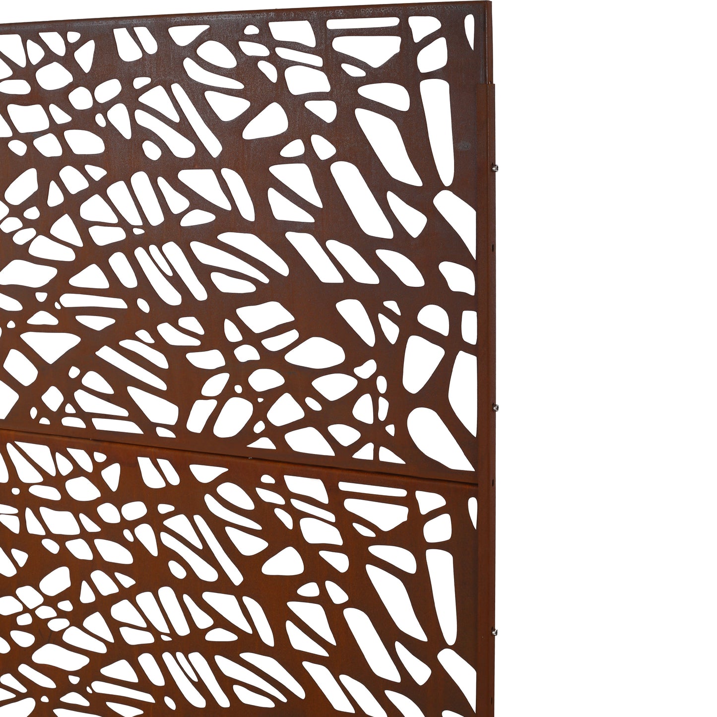 Outdoor & Indoor Privacy Screen Metal Privacy Screen, Freestanding Decorative Privacy Screen For Deck Balcony Patio - Rust Red