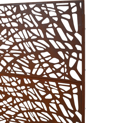 Outdoor & Indoor Privacy Screen Metal Privacy Screen, Freestanding Decorative Privacy Screen For Deck Balcony Patio - Rust Red