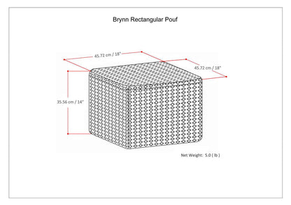 Brynn - Square Pouf - Patterned Black / Natural