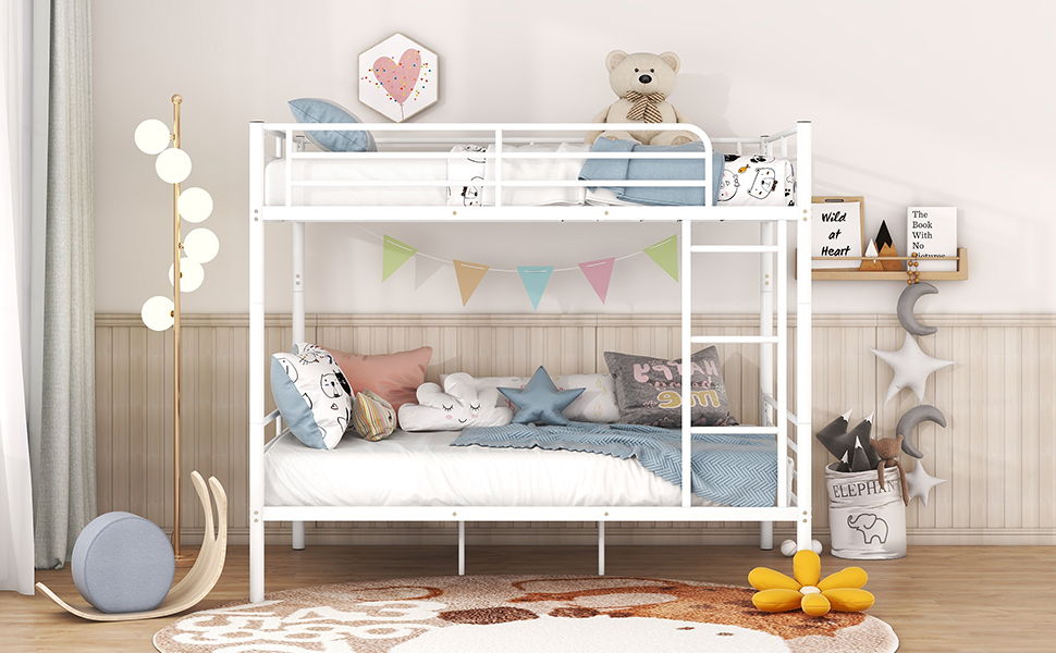 Full Over Full Metal Bunk Bed - White