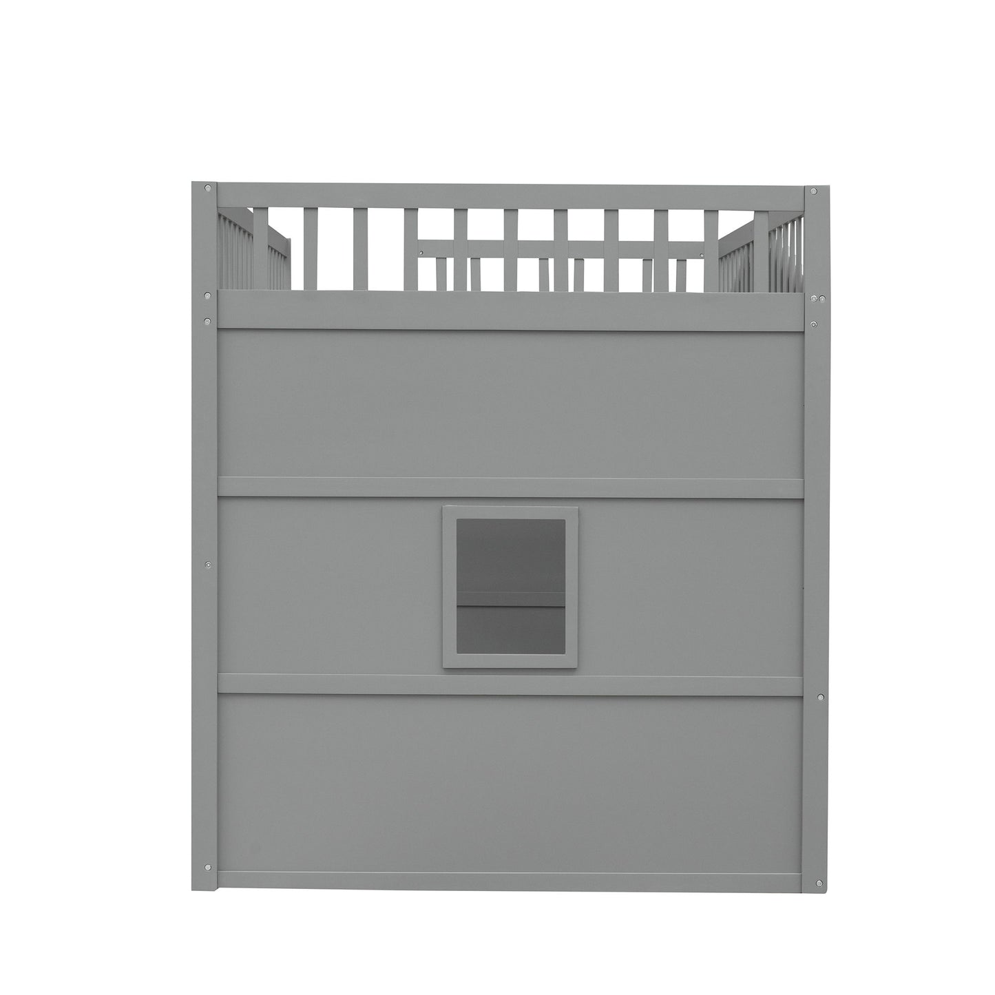 Full Size House Loft Bed With Ladder - Gray / White