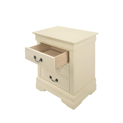Louis Phillipe - 3 Drawer Nightstand - Beige